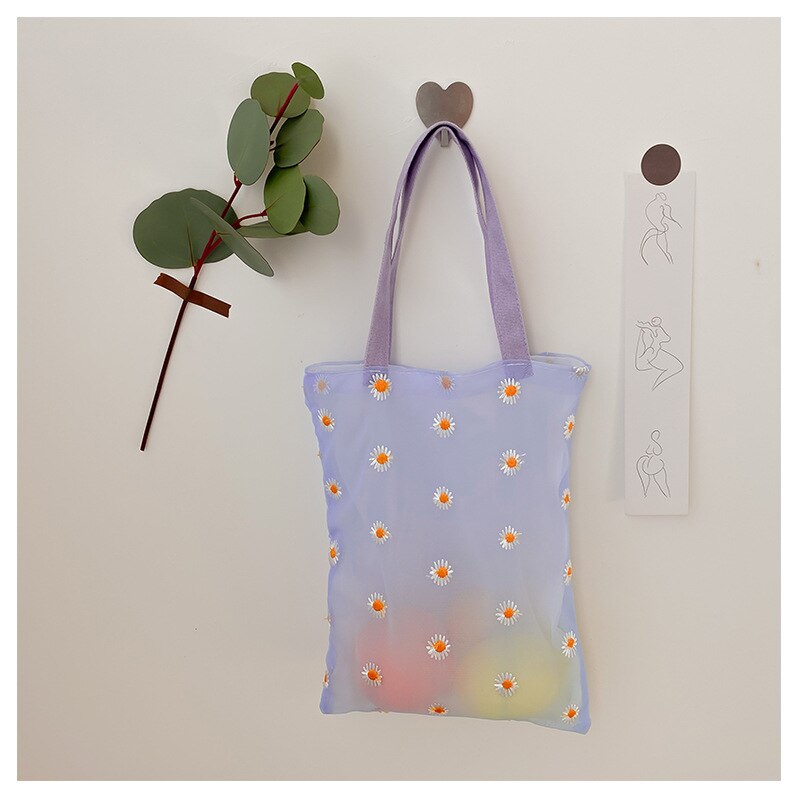 Flower Embroidery Hand Bag Organza