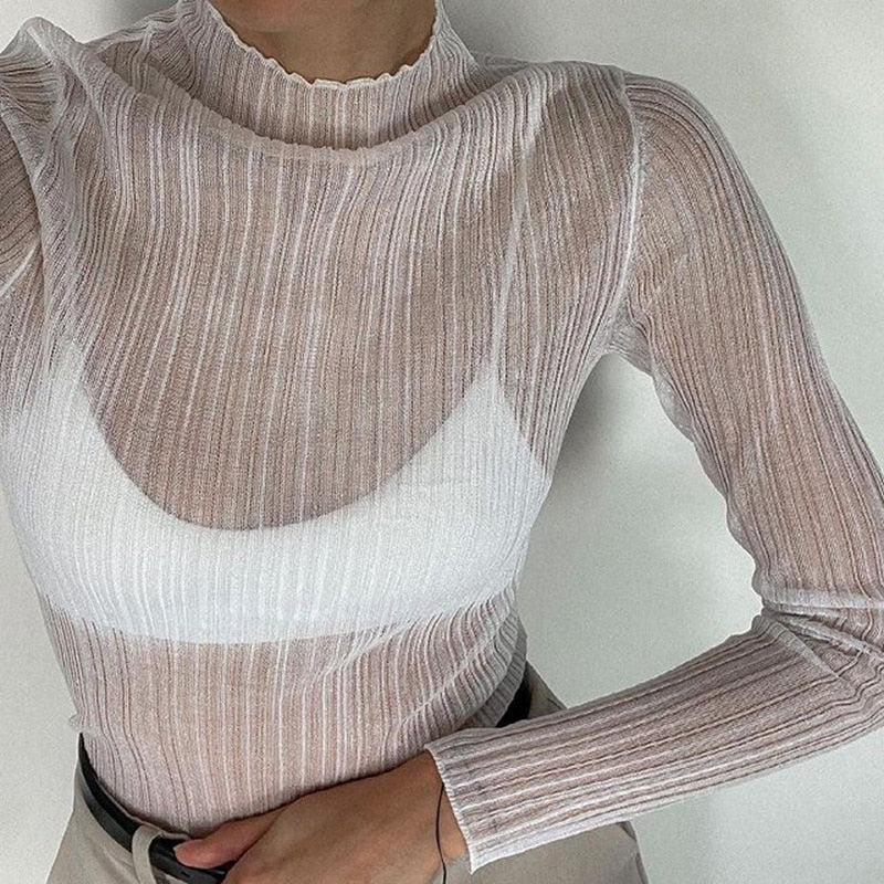 See Through Long Sleeve Tops