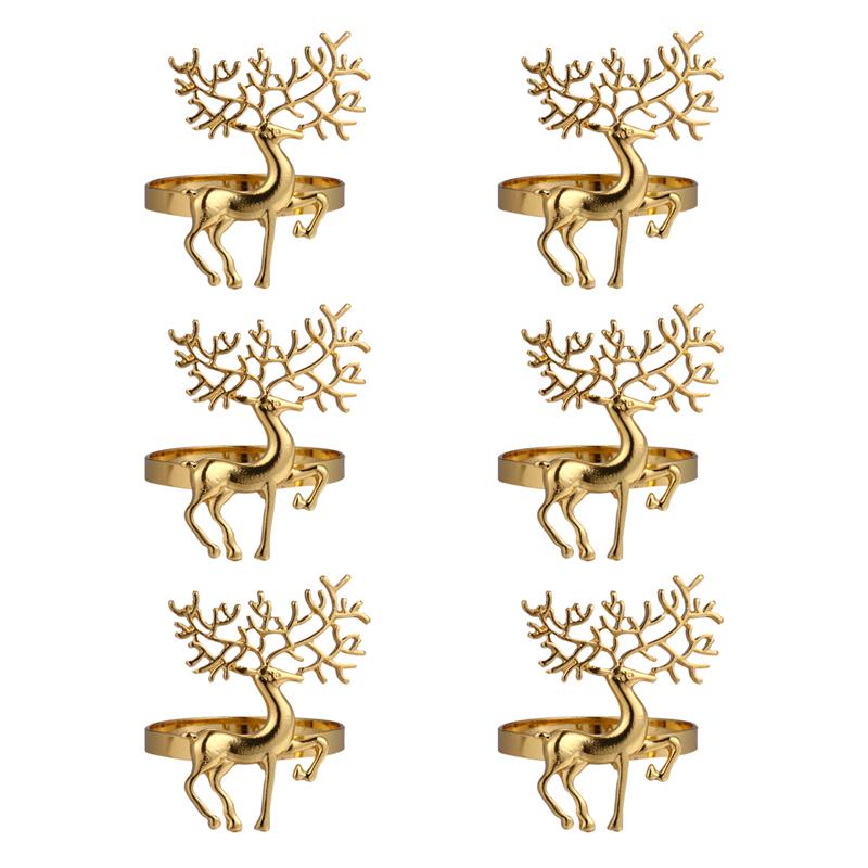 Christmas Deer Design Napkin Rings Holder