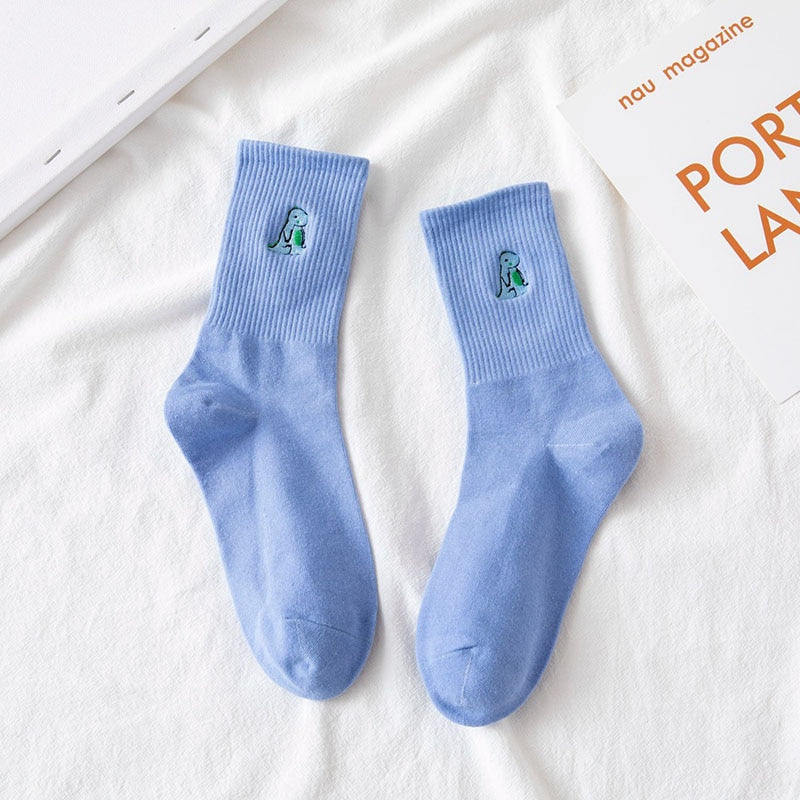 Embroidery Dinosaur Socks