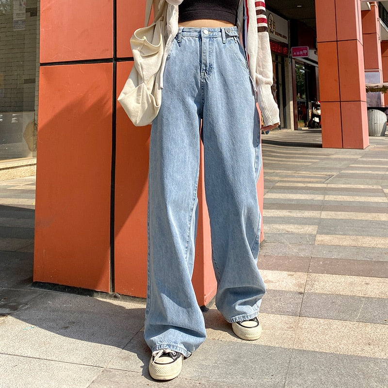 High Waist Denim Pants Wide Leg