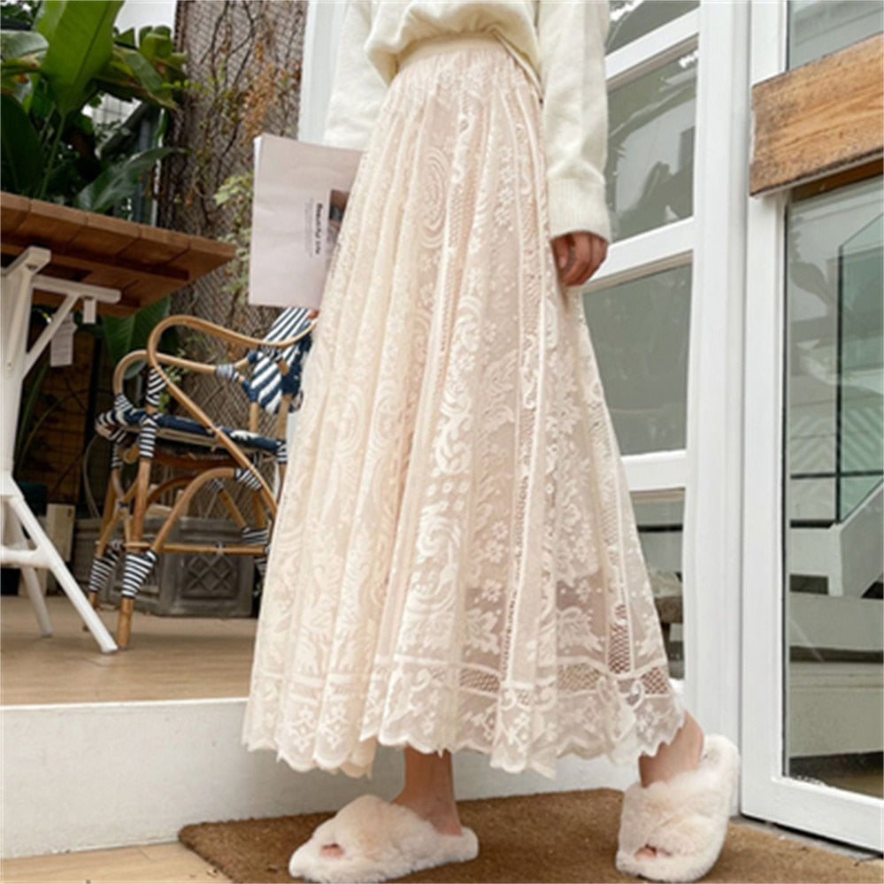 High Waist Lace Skirt