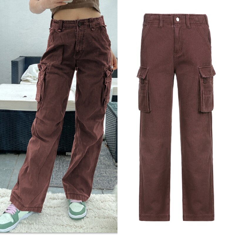 Wide Leg Cargo Jeans High Waist
