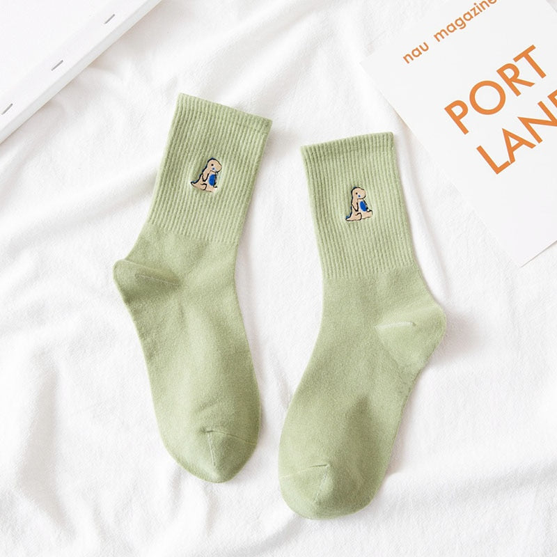 Embroidery Dinosaur Socks