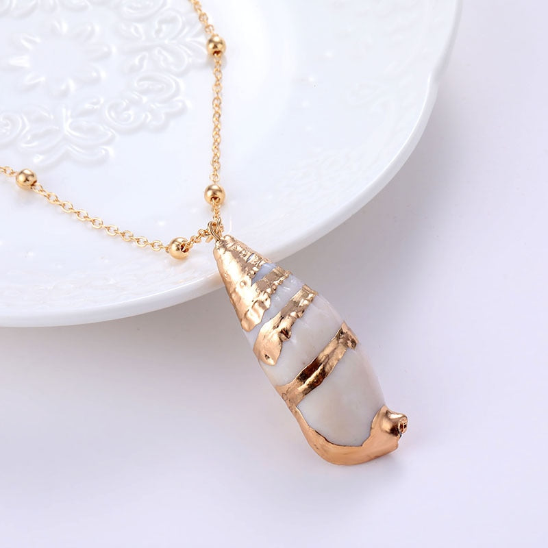 Gold Color Shell Pendant Earrings