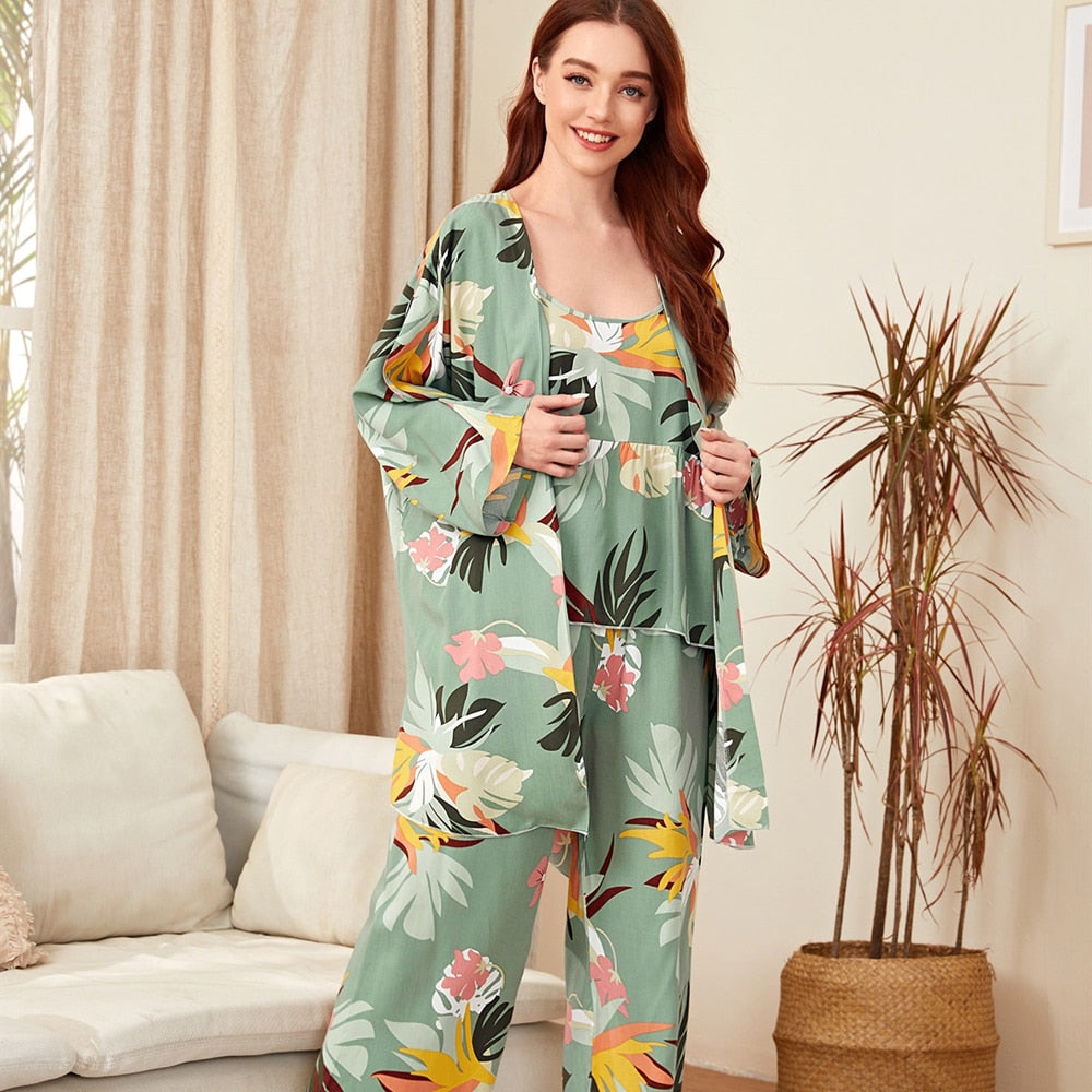 Pattern Satin Pyjama Set