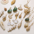 Gold Color Shell Pendant Earrings