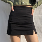 Black Split Mini Skirt