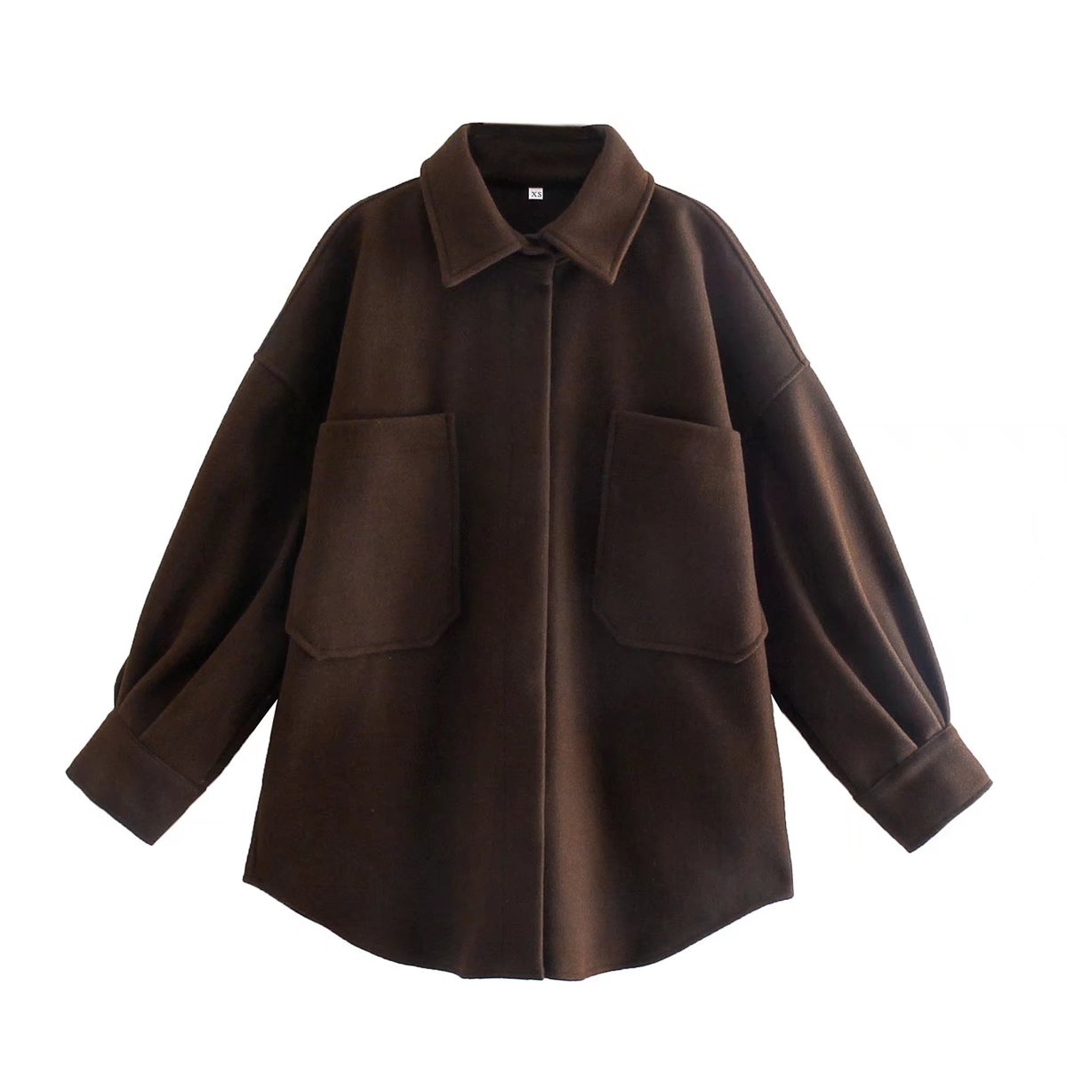 Camel Loose Pocket Woolen Jacket