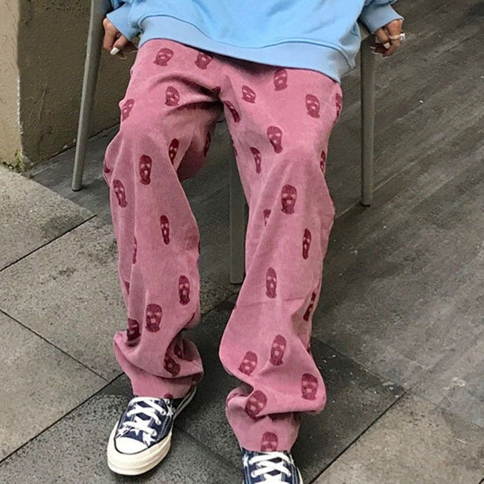 Skulls Denim Wide Leg Pants