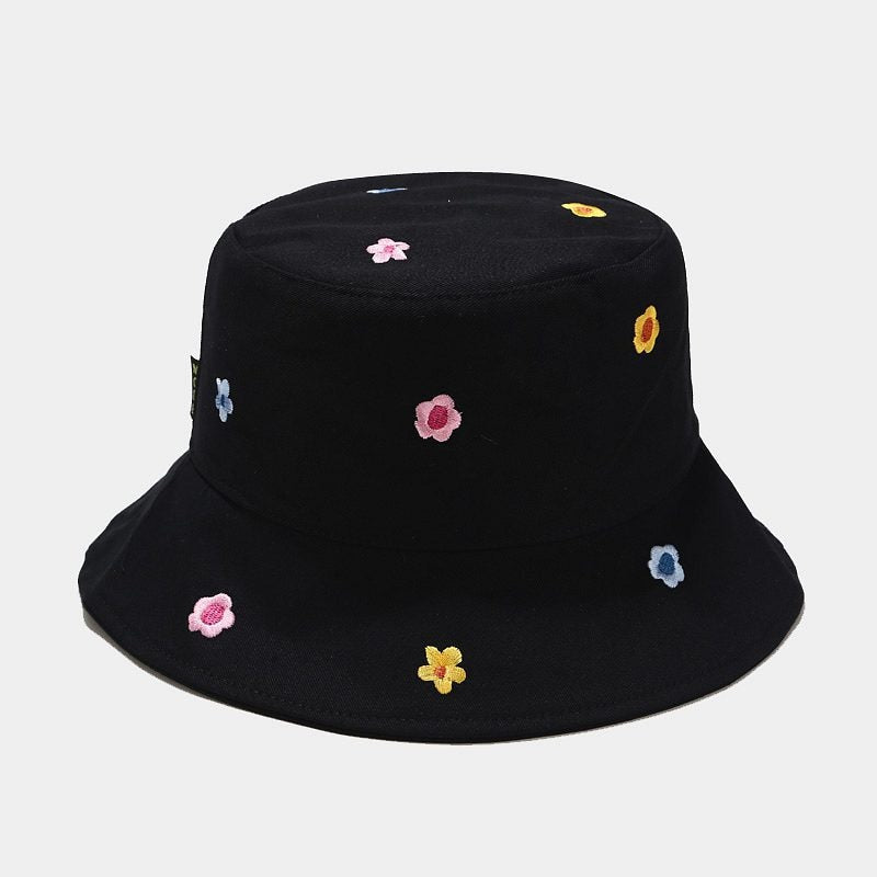 Cotton Flower Embroidery Bucket Hat