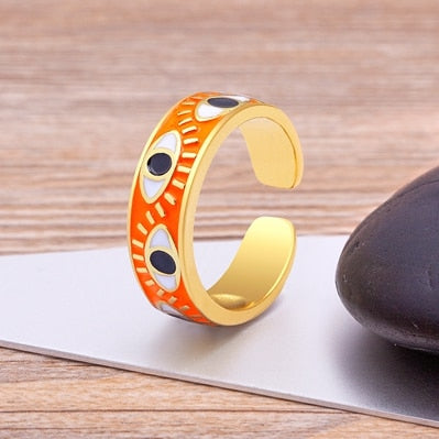 Evil Eye Gold Pink Ring