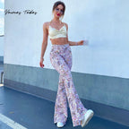 Trousers Paisley Floral Flare Bell Bottom Pants