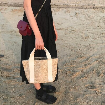 Straw Tote Canvas Bag