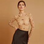 See Through Long-Sleeved Bodysuit