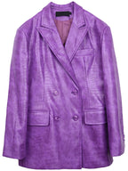 Oversized Crocodile Faux Leather Blazer