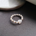 Pearls Gold  White Heart Ring