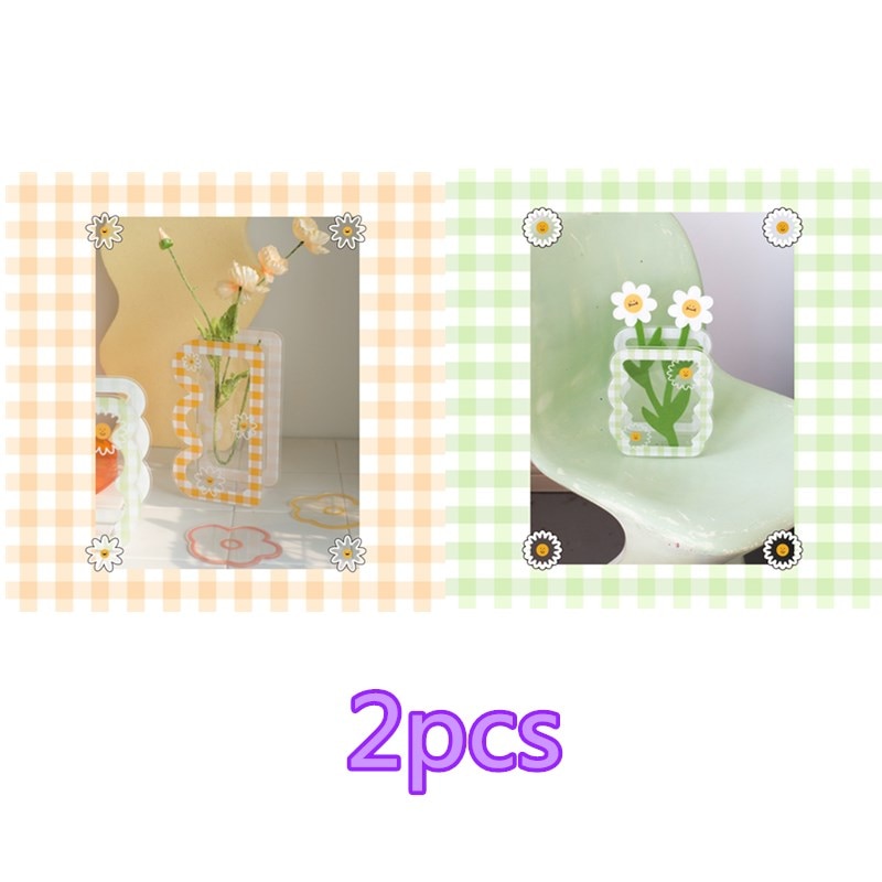 2pcs Transparent Plaid Vase Acrylic