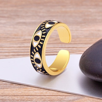 Evil Eye Gold Pink Ring