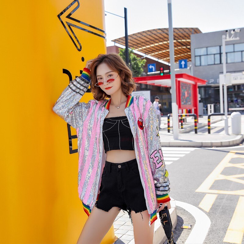 Sequined Cartoon Print Jacket