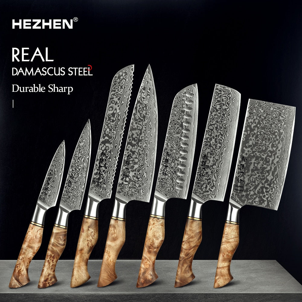 Kitchen Damascus Steel Knife Set