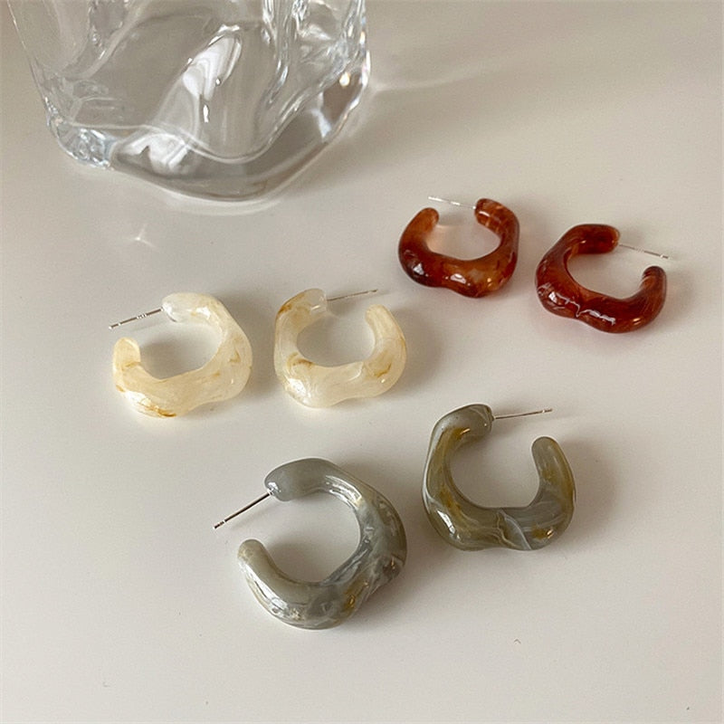 Irregular Colorful Transparent Resin Earrings