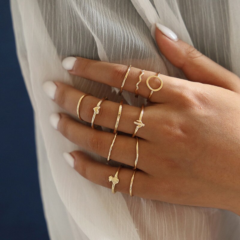 Star Moon Rhinestone Gold Ring