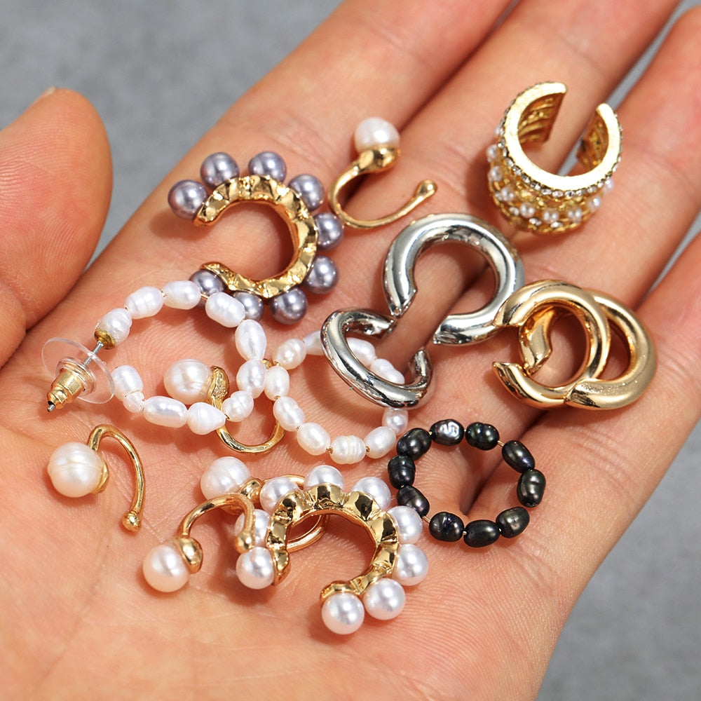 Mix Ear Cuff  Pearl Earring