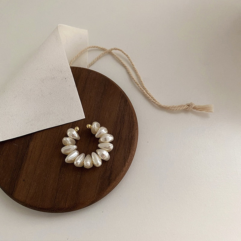 Pearl Ear Bone Ear Cuff Earrings
