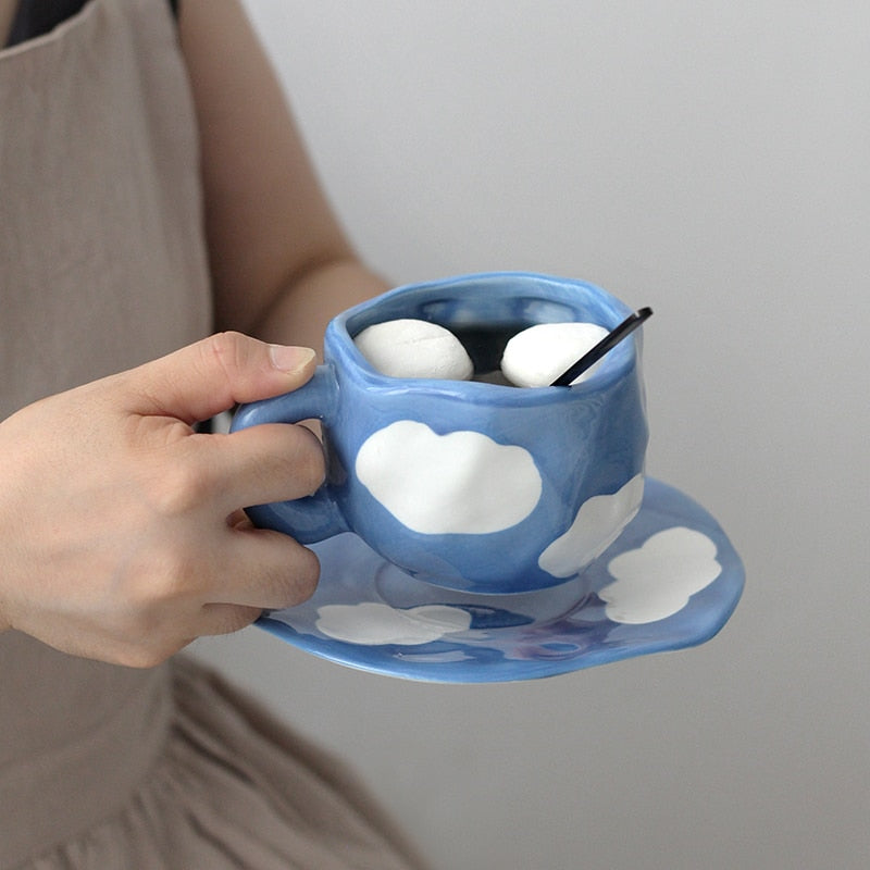 Hand Painted Sky Clouds Cup