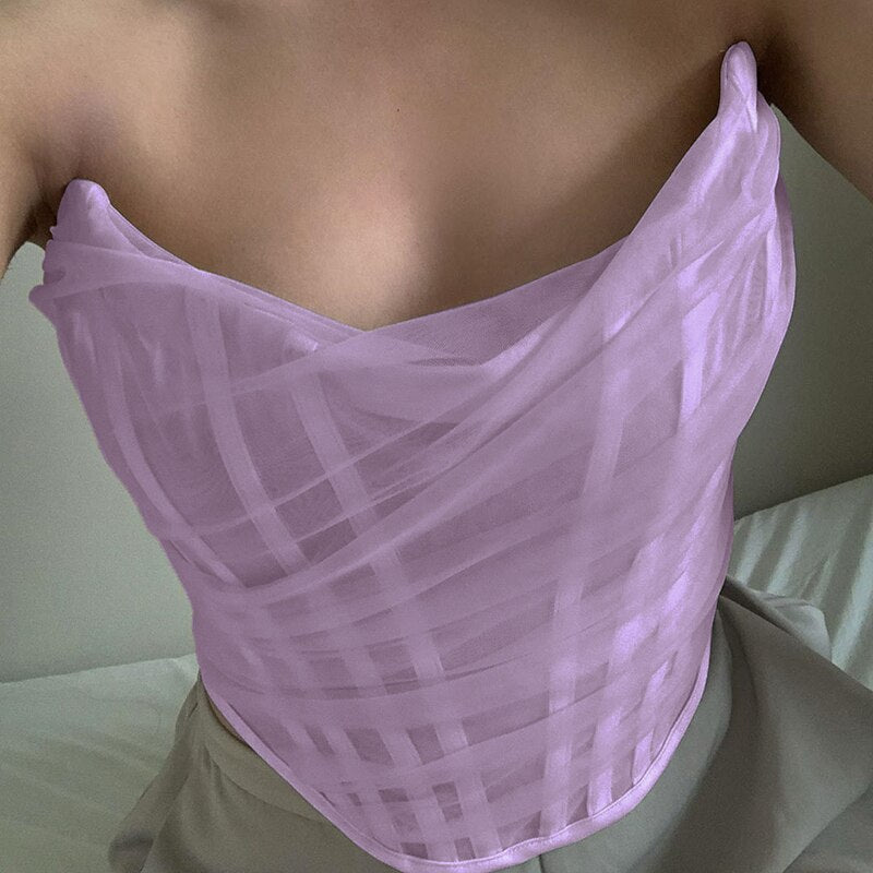 Mesh Corset Tank Top