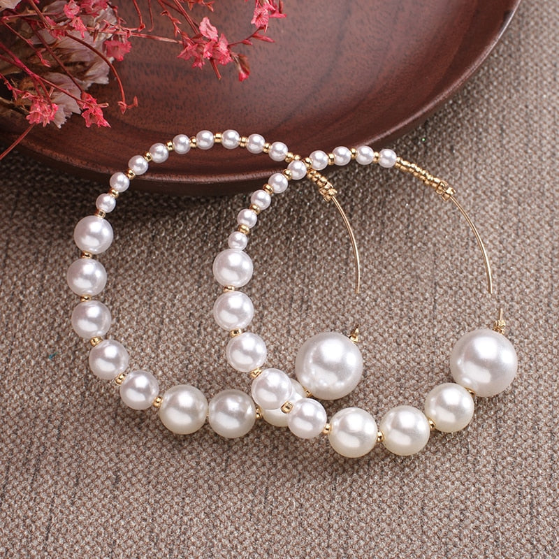 Pearl Round Hoop Earrings