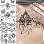 Lotus Henna Mandala Chest Temporary Tattoos