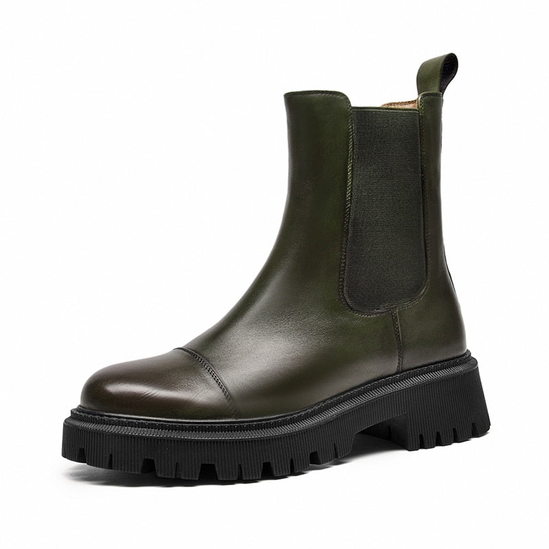 Chelsea Leather Boots Round Toe
