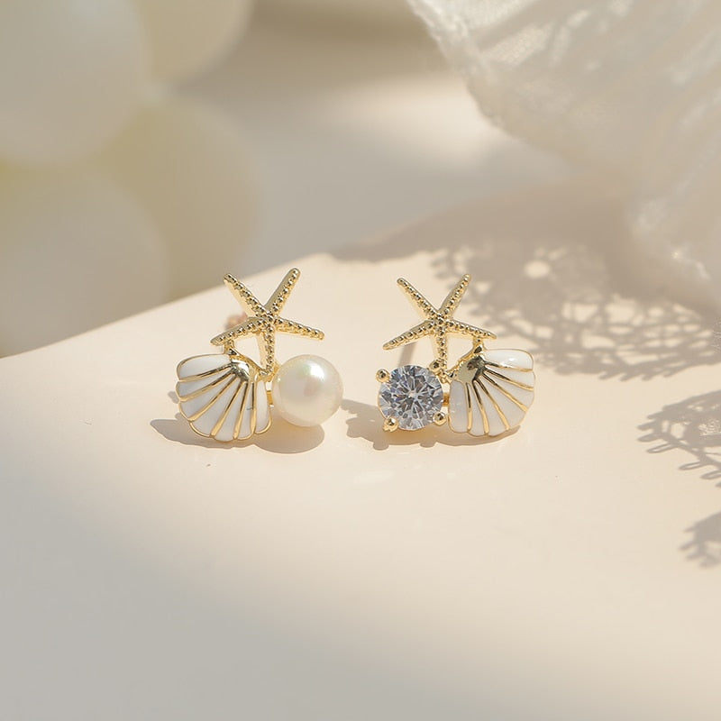 Starfish Shell Stud Earrings