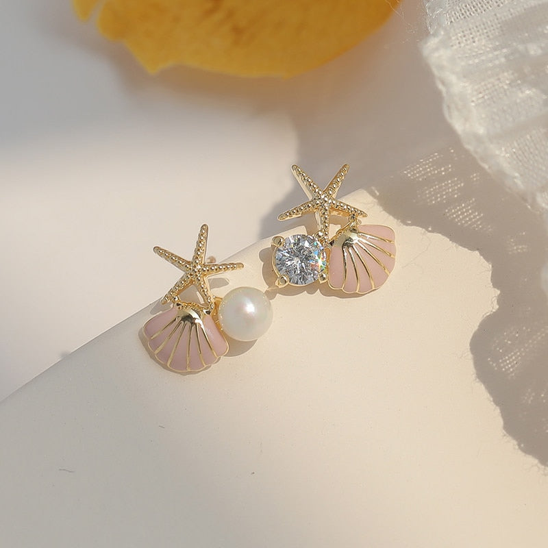 Starfish Shell Stud Earrings