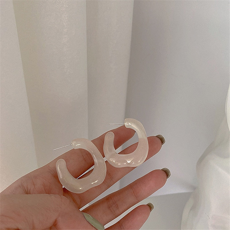 Irregular Colorful Transparent Resin Earrings