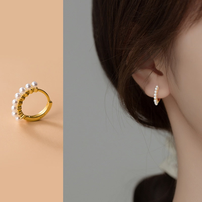 Silver Pearl Hoop Earring