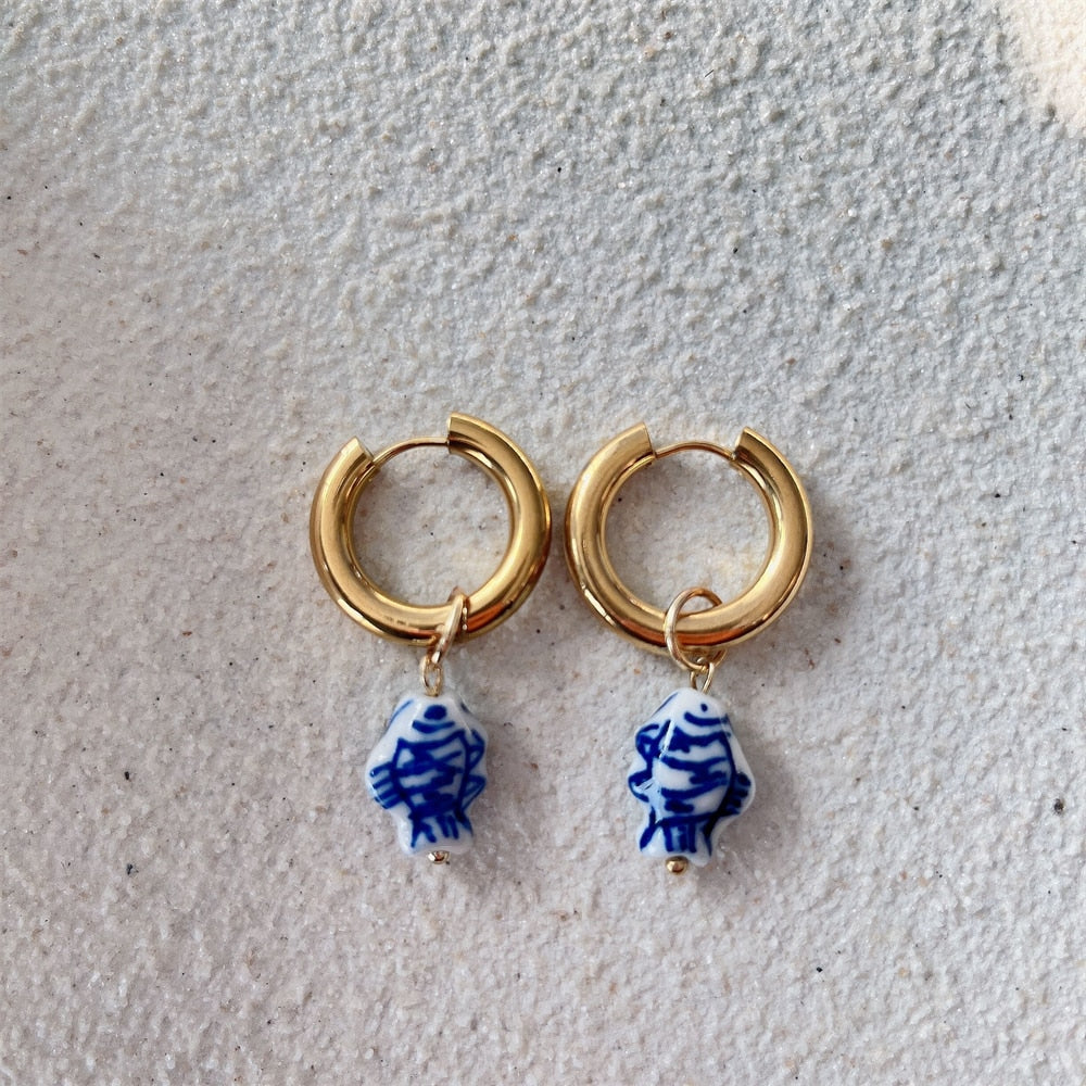 Blue Ceramic Earring