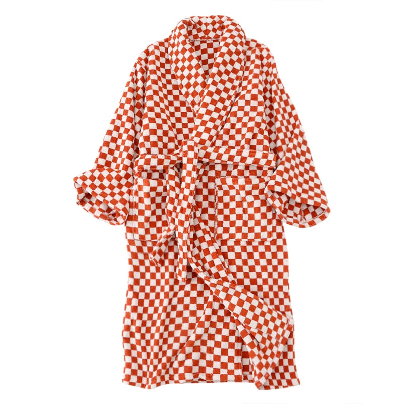 Plaid Checkerboard Cotton Bathrobe