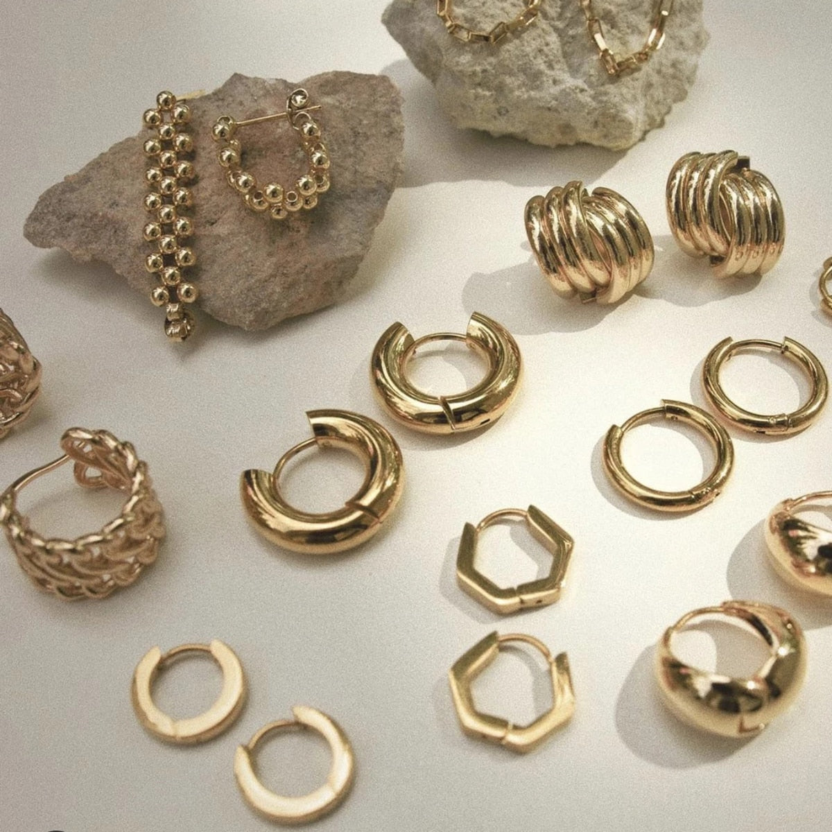 Minimalist Geometric Chunky Hoop Earrings