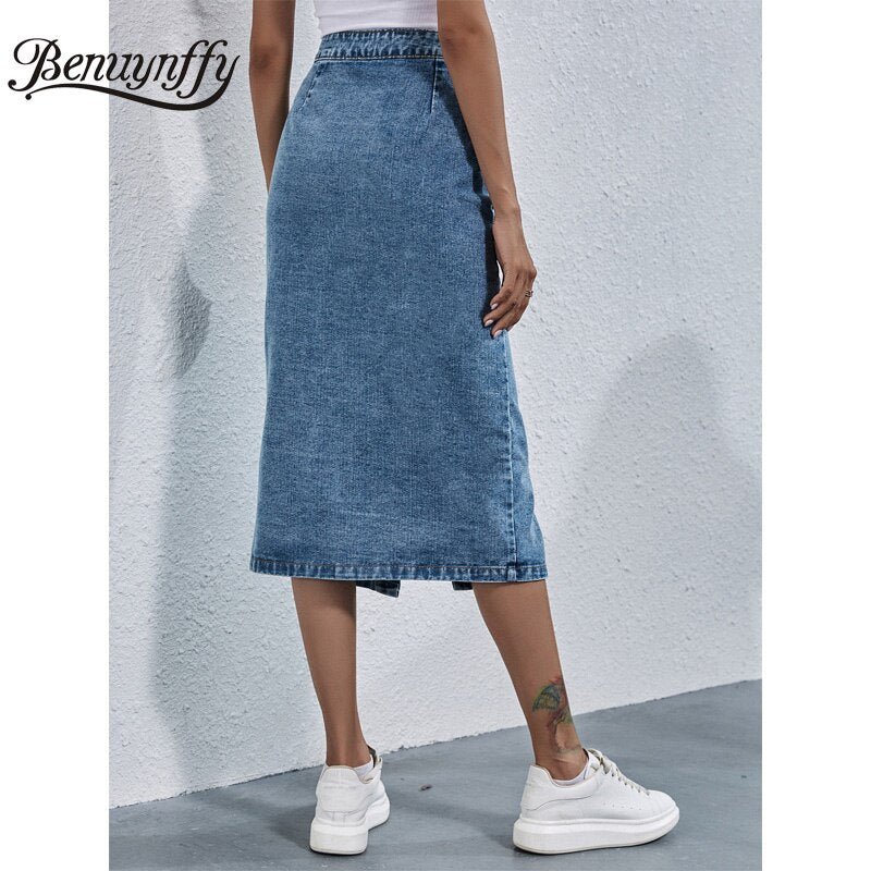 Knee Length Denim Skirt