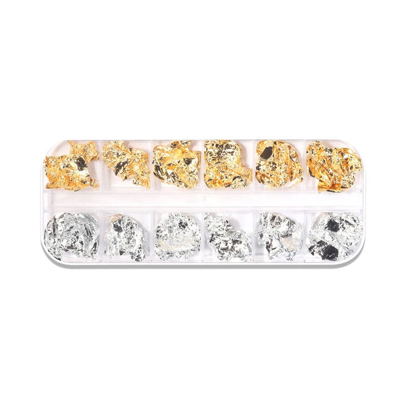 Gold Foil Sequins Glitter Nail Art