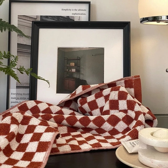 Plaid Checkerboard Cotton Bathrobe