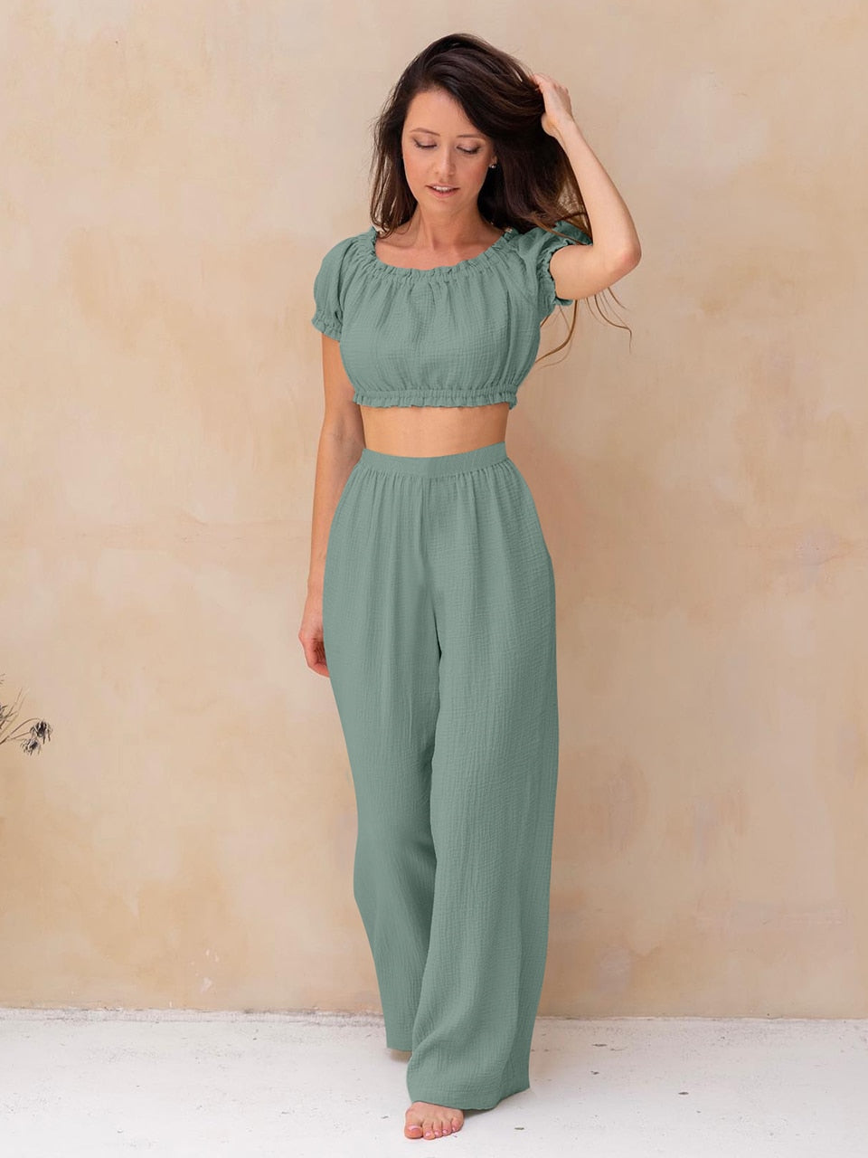 Cotton Loungewear Ruffle Pyjama