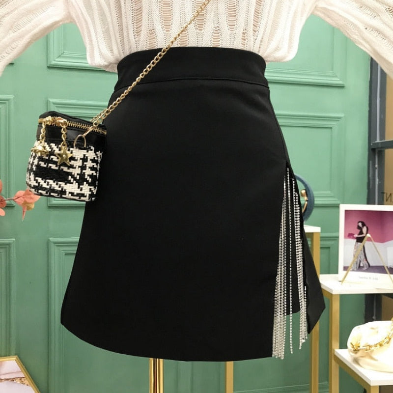Chain Tassel Mini Skirt