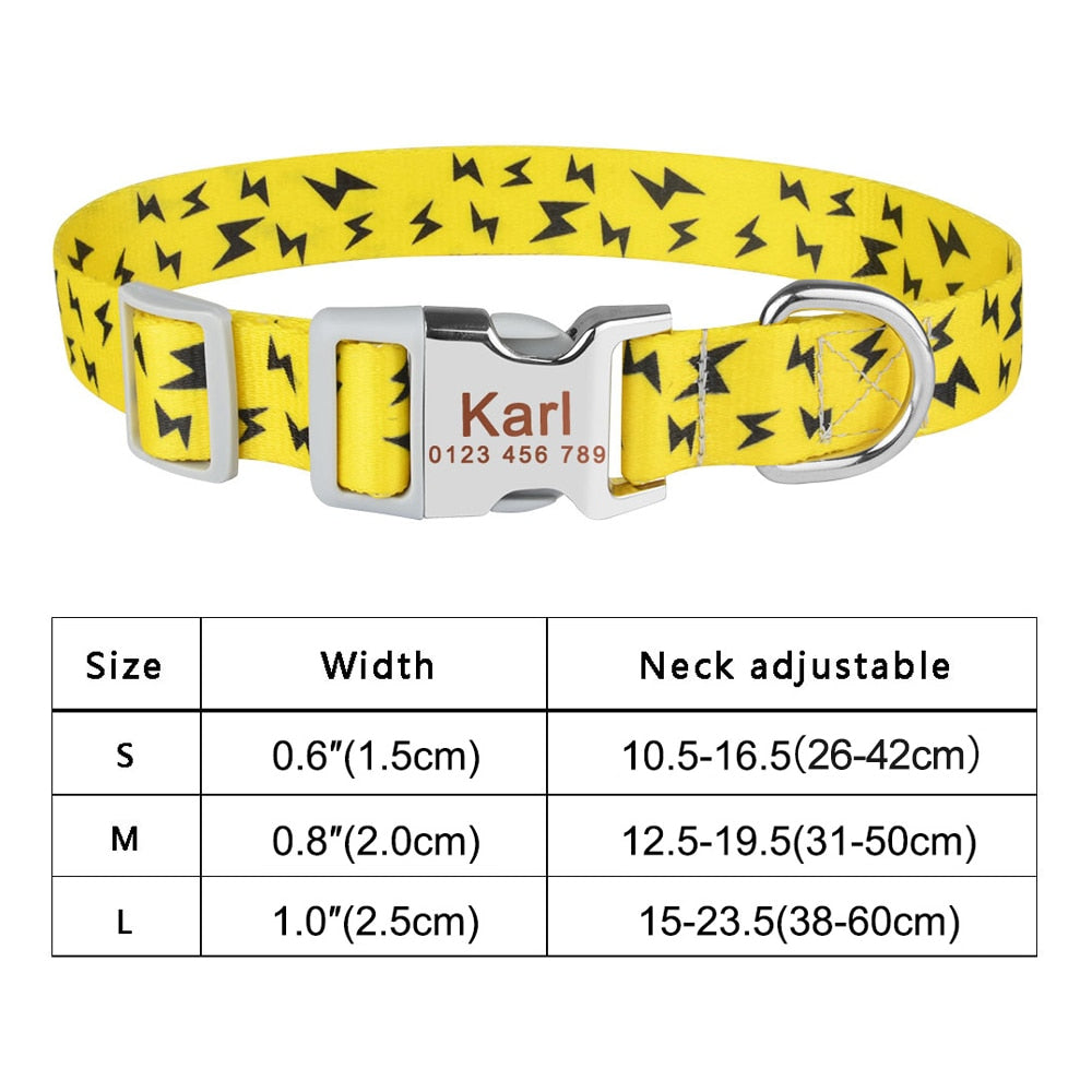 Adjustable Nylon Cool Dog Collar Print