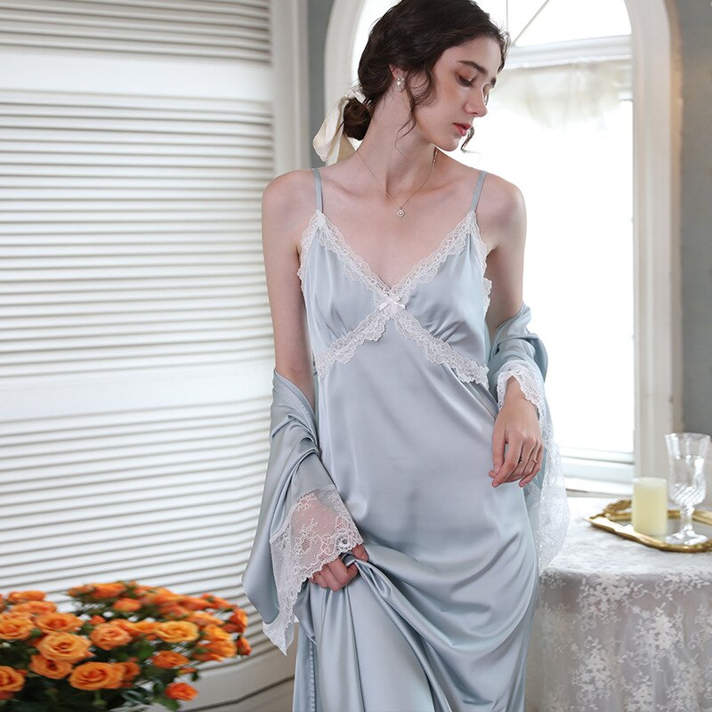 Sexy Pajamas Robe Gown Set