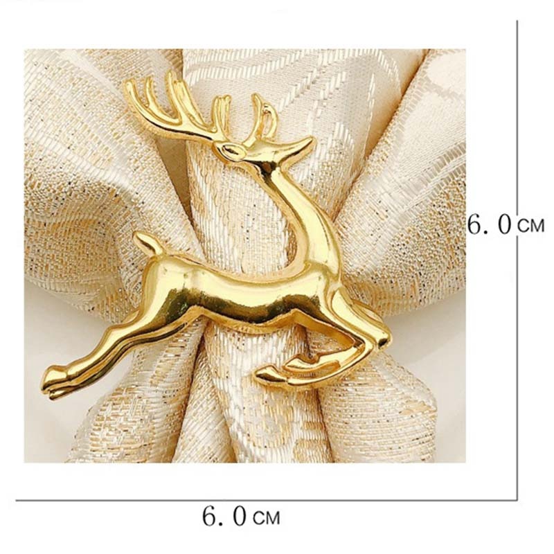 Christmas Elk Deer Napkin Rings Gold