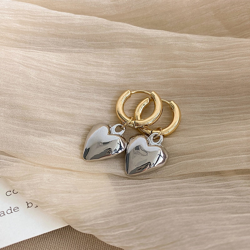 Heart Pendant Hoop Earrings
